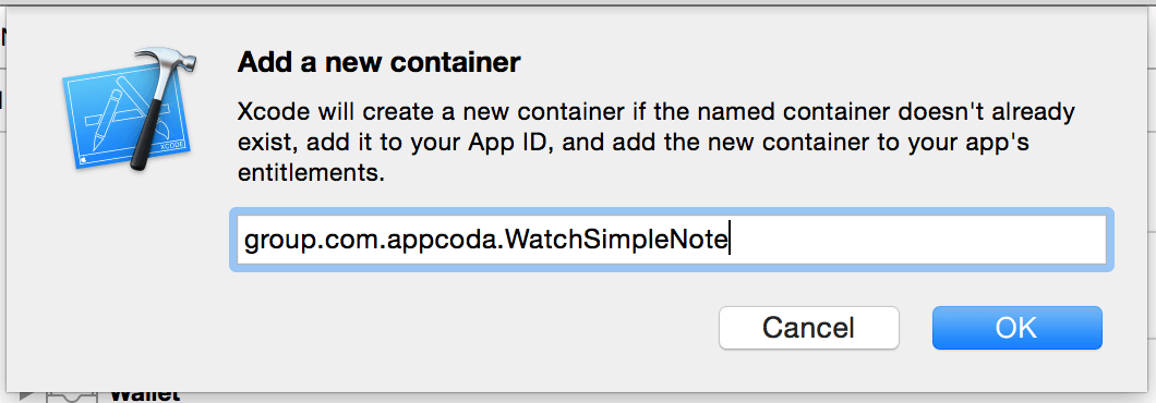app group - new container