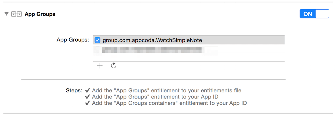 Enable app groups for watch app