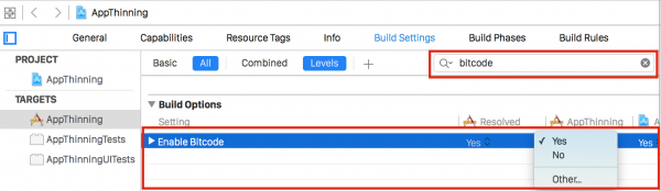 App Thinning - Bitcode