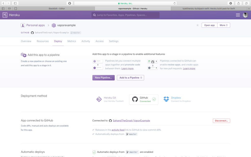 Heroku Deploy Section