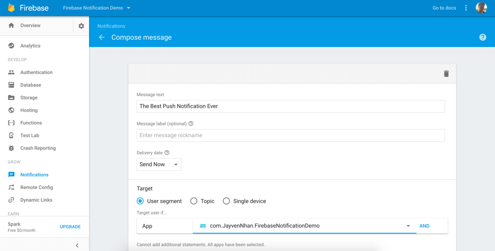 Sending Firebase Notifications