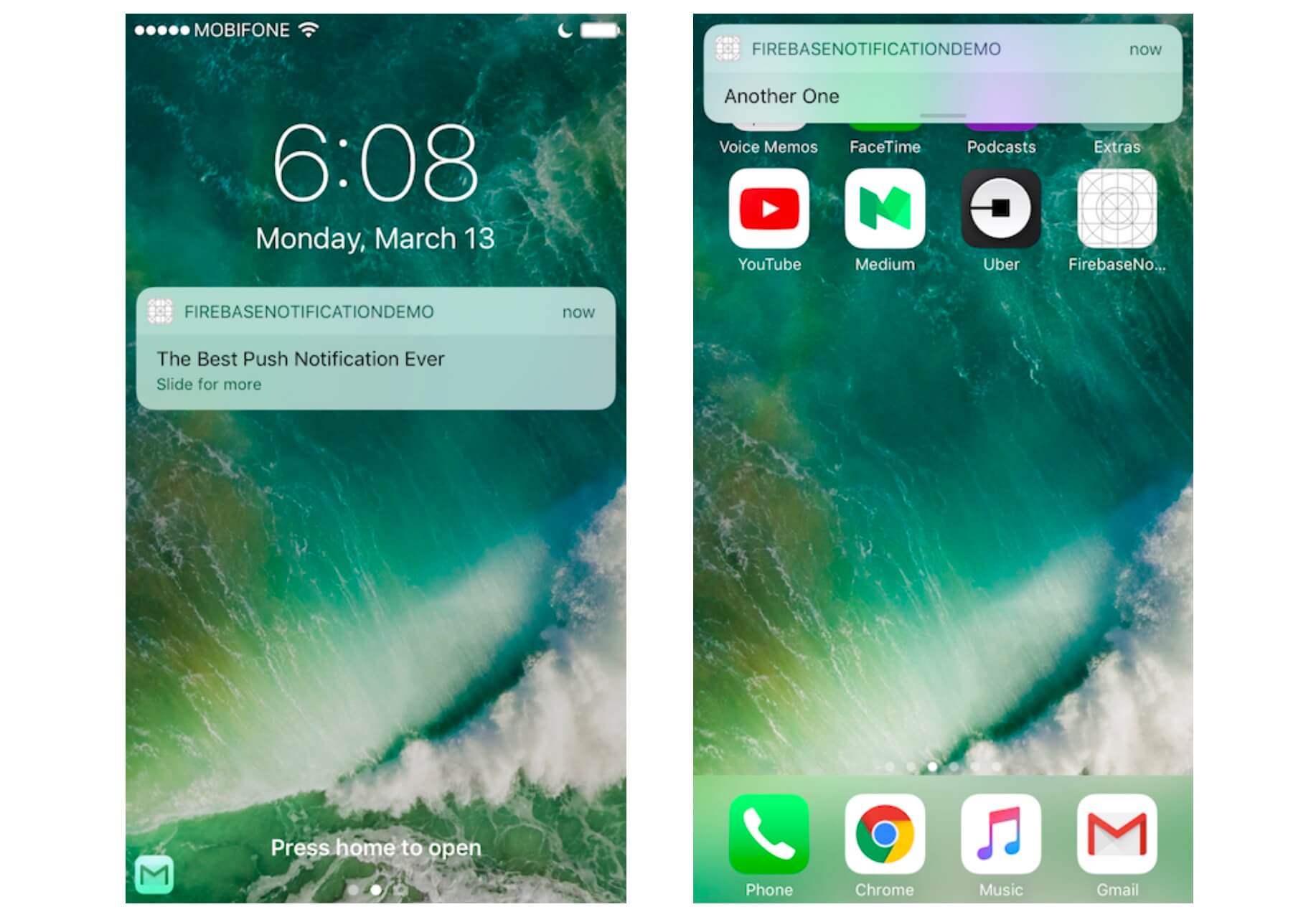 Notifications on lock screen