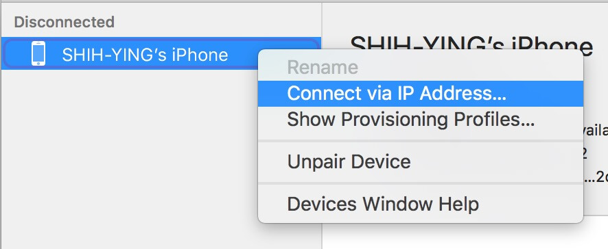 Connect via IP address
