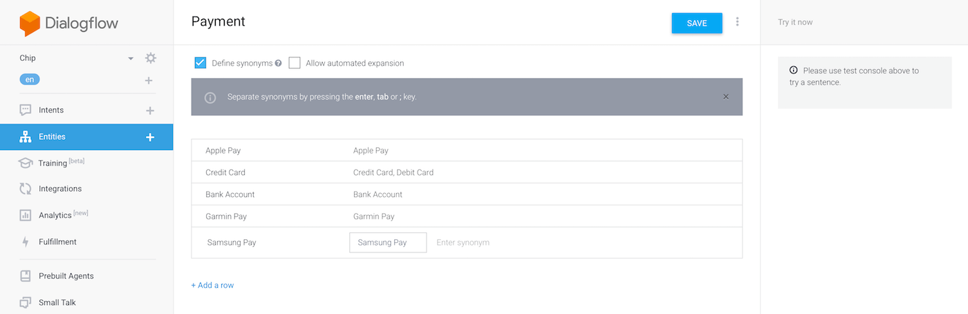 Dialogflow-entity-payment