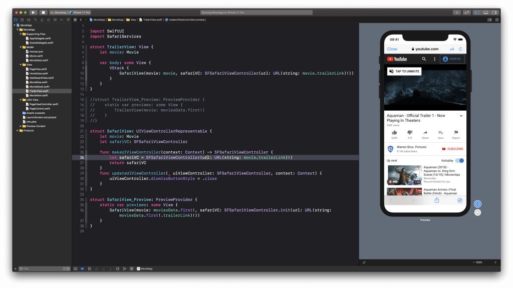 TrailerView — Xcode Preview