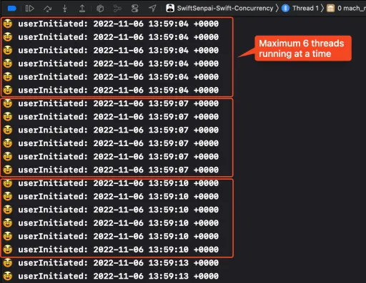 Swift concurrency running maximum 6 threads at a time