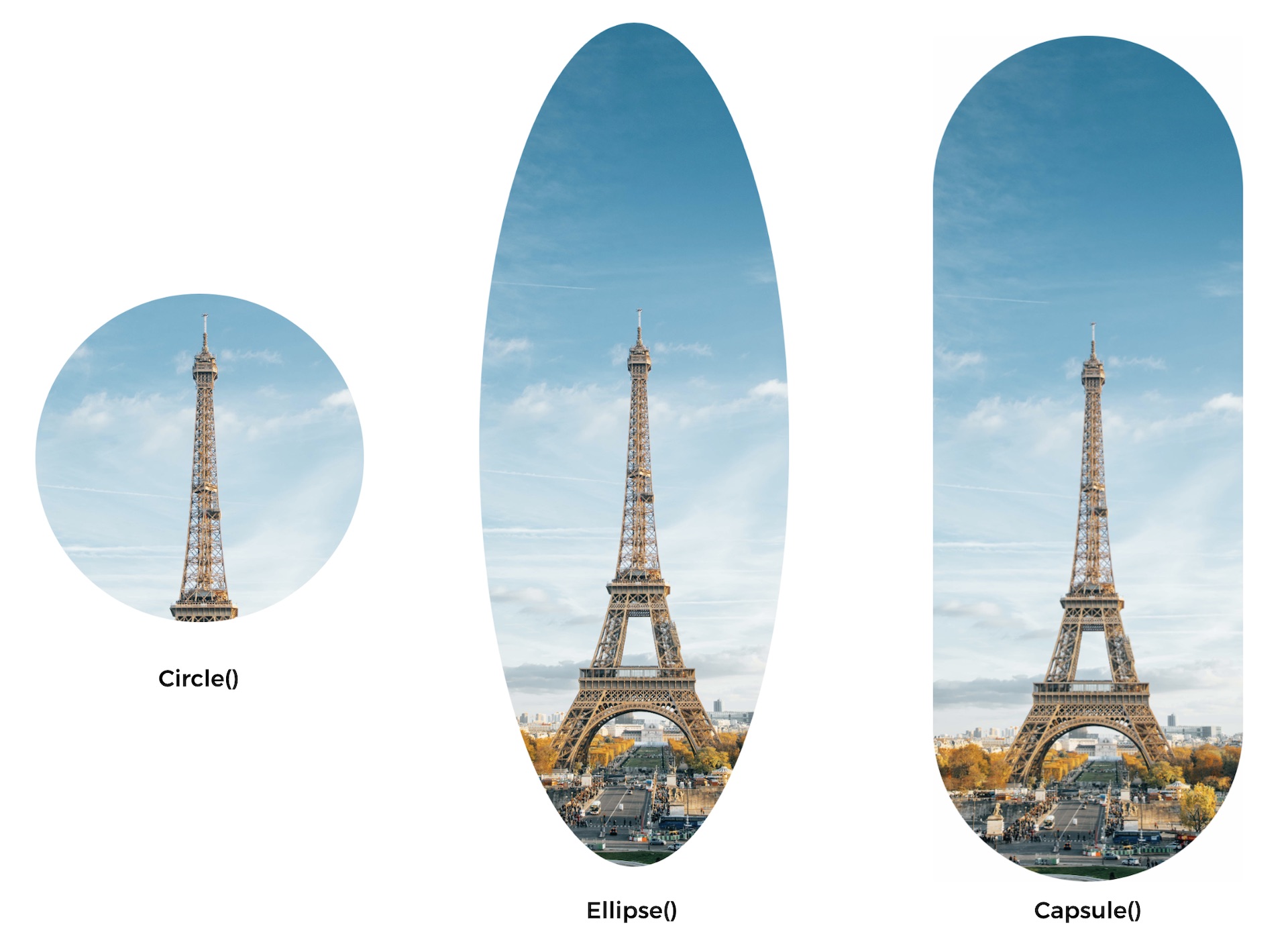 圖 3.13.　使用.clipShape 修飾器來建立不同形狀的圖片