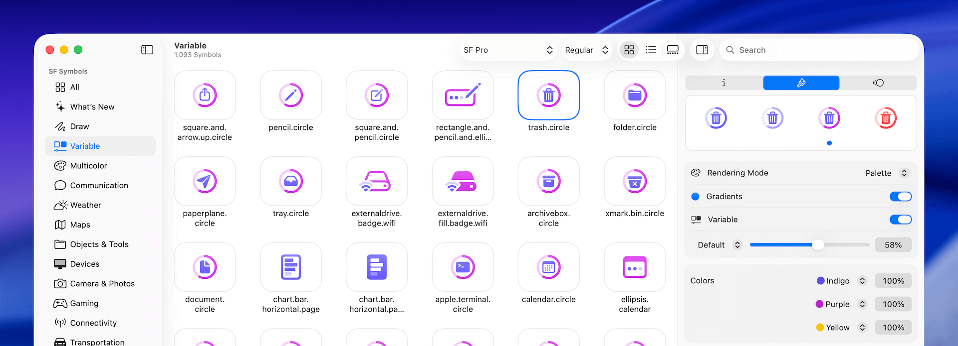 圖 3.19. 在 SF Symbols app 使用 Variable Colors