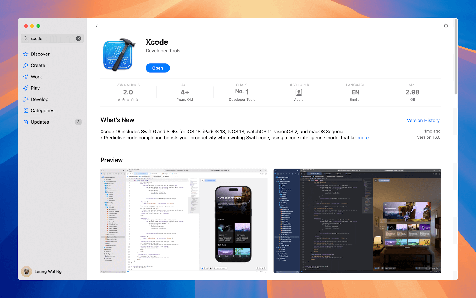 圖 1.2. 下載 Xcode